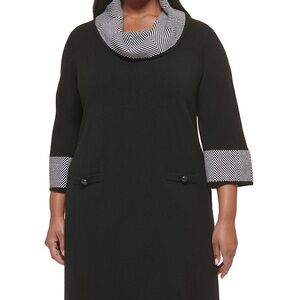 Jessica Howard Houndstooth Cowl Neck Sweater Dress